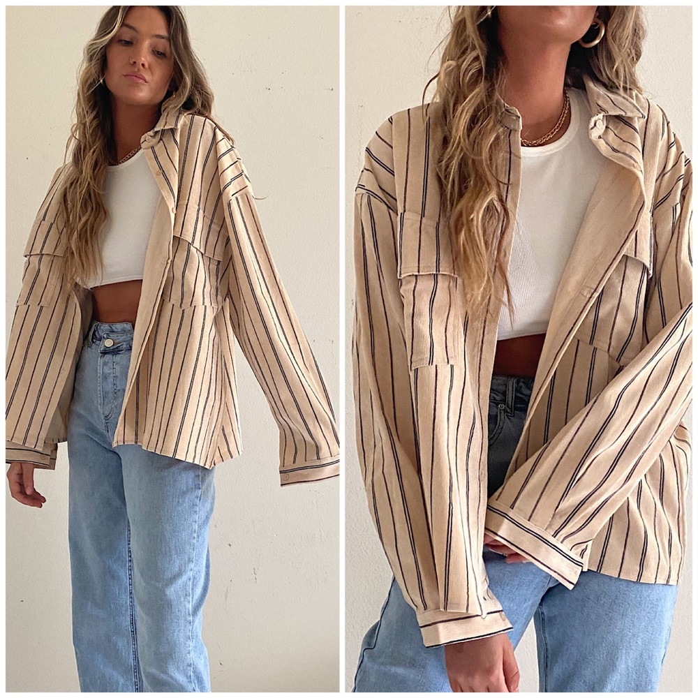Striped Mini Cord Button Up